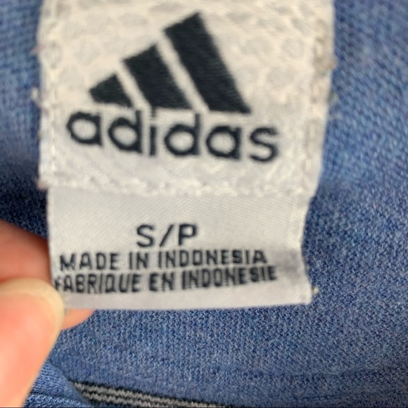 Adidas Light Blue and White Striped Cotton Polo Retro Shirt - Picture 5 of 14